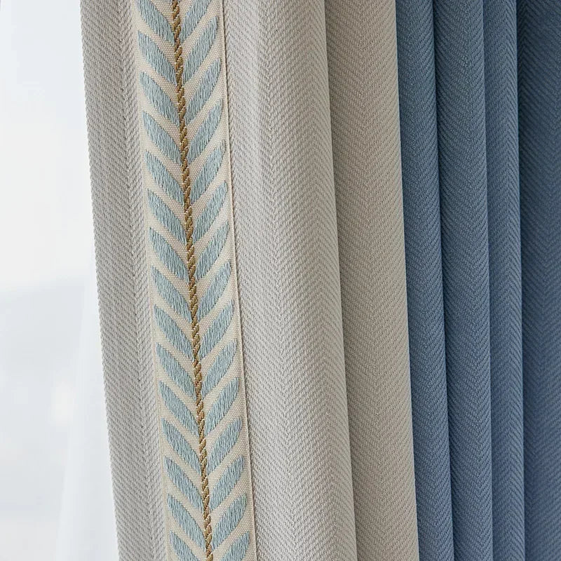 Luxury Japanese Minimalist Chenille Embroidered Curtains
