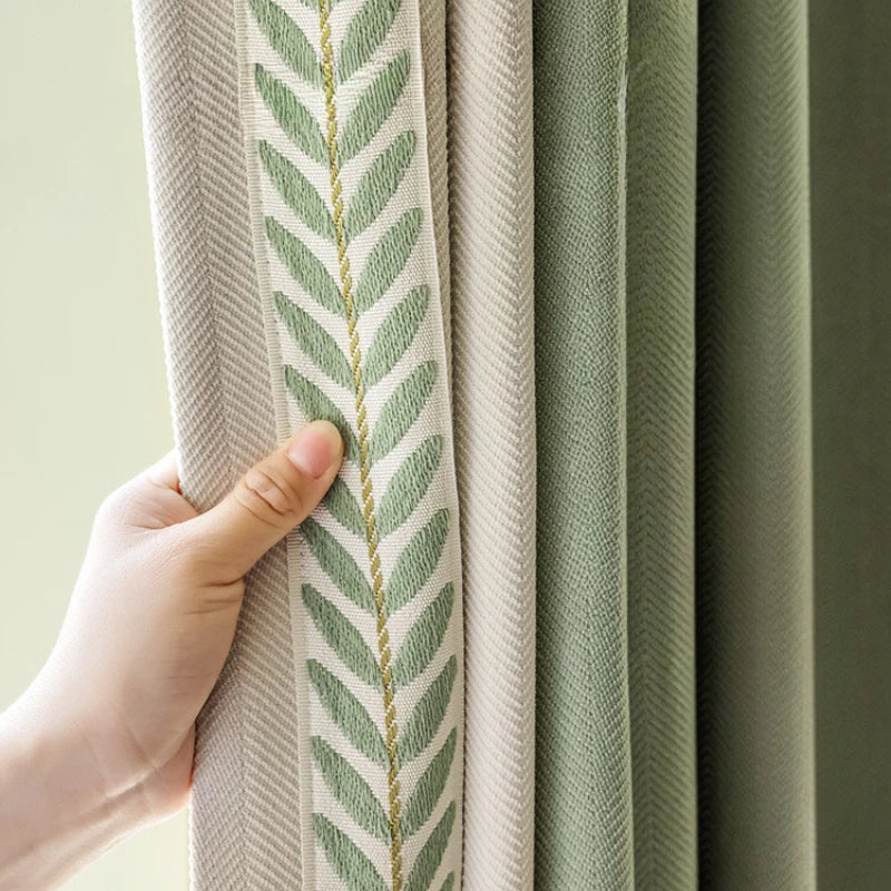 Luxury Japanese Minimalist Chenille Embroidered Curtains