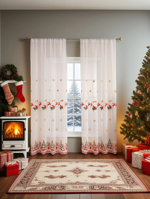 Christmas reindeer tulle curtain
