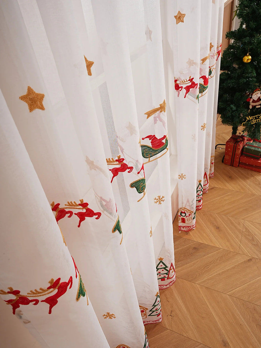 holiday tulle curtain panel
